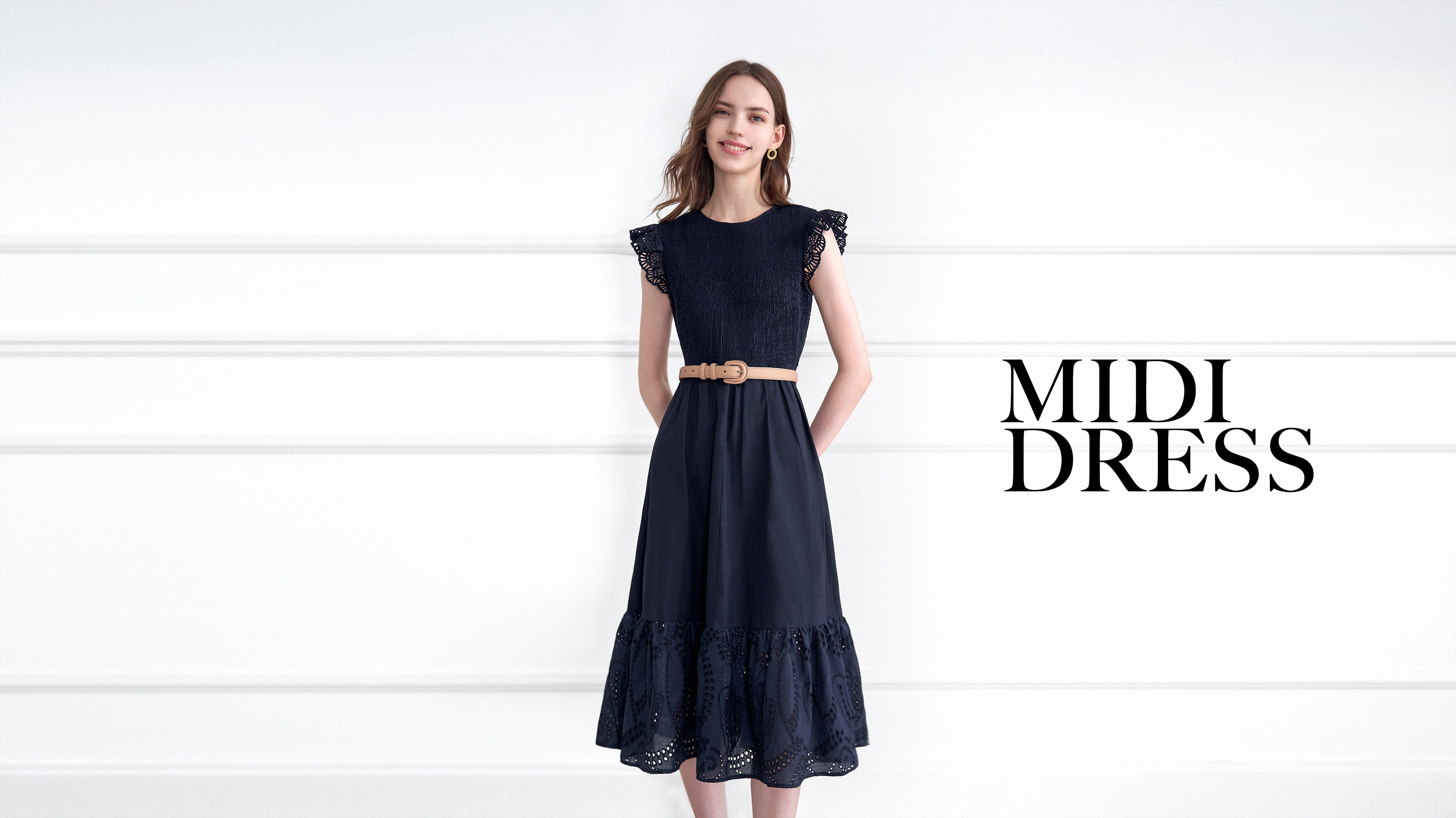関税込 SaturdayClub Ruffled Trim Lace Midi Dress Ruffled Trim Lace Midi Dress – SaturdayClub Hong Kong