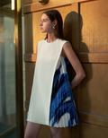 Side Printed Pleated Shift Dress
