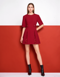 Waist Tab Pleated A-line Dress