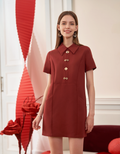 Intricate Button Collared Shift Dress