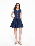 A-line Skirt Button Front Denim Dress