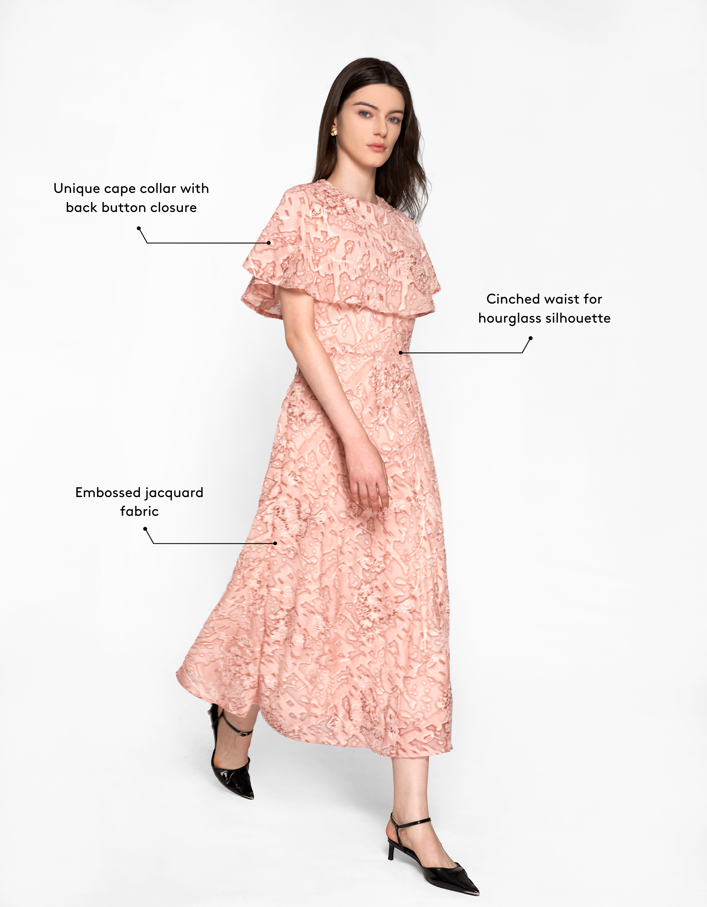 新品タグ付き＊Cape collar Dress 【L'or】 Cape Collar Jacquard Dress – SaturdayClub Singapore