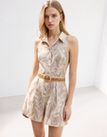 Button Front Flare Hem Romper