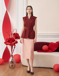 Wide Shoulder Pleated Suit Vest