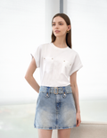 Belted Denim Mini Skirt