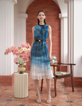 Gradient Art Print Pleated Midi Dress