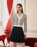 A-line Pleated Tweed Skirt