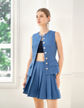A-line Pleated Tweed Skirt