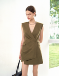 Pleated Asymmetric Suit Dress