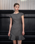 Ruffled Hem Cap Sleeve Stripe Dress