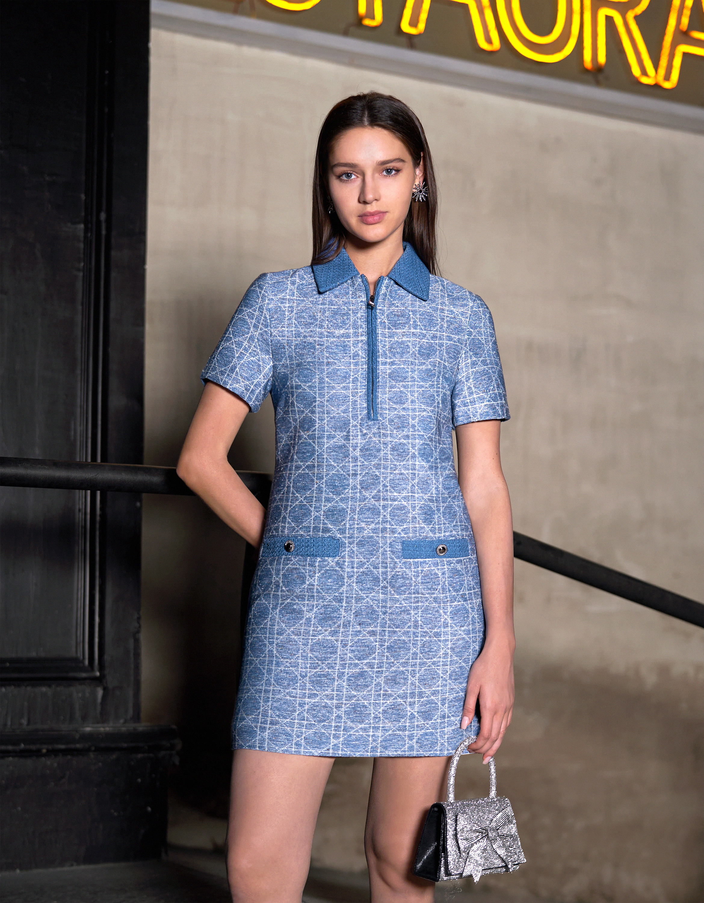 Bubu③ J726 Short Sleeve Textured Checkered Dress – SaturdayClub Singapore