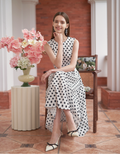 Polka Dot Round Neck Sleeveless Dress