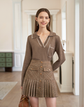 Wool-blend Contrast Trims Long Sleeve Knitted Top