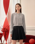 Rhinestone Collar Long Sleeve Knitted Cardigan