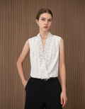 V-neck Sleeveless Jacquard Top