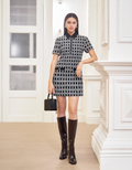 Half Zip Front Short Sleeve Checkered Dress
