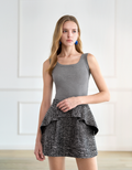 Ruffled Detail Textured A-line Skirt