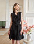 Neck Tie Striped Tiered Dress