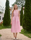 Round Neck Sleeveless Embroidered Midi Dress