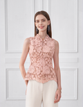 Mandarin Collar Sleeveless Lace Top