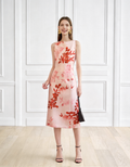 Exclusive Floral Print Boat Neck Sleeveless Dress