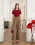 Mid-waist Pleated Wide-leg Pants