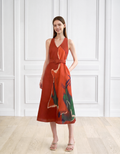 Hand-painted Floral Print Sleeveless Dress