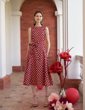 Polka Dot Round Neck Sleeveless Dress