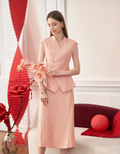 Mandarin Knot Buttons Back Slit Skirt