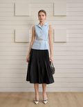 Suit Collar Sleeveless Tweed Vest