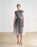 Knotted Neckline Stand Collar Top
