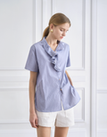 Ruffled Detail Short Sleeve Shirt