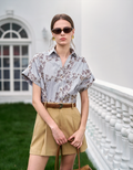 Embroidered Striped Short Sleeve Shirt