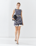 Floral Print Boat Neck Sleeveless Dress