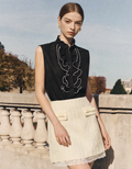Double-layered Ruffle Sleeveless Textured Top