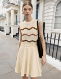 Contrast Wave Pattern Sleeveless Textured Dress