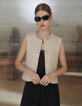 Rhinestone Neckline Sleeveless Vest