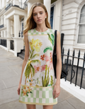 Tropical Print Sleeveless Short Dress