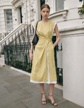 Side Strap Plaid Midi Dress