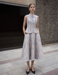 Striped Floral Embroidered Midi Skirt