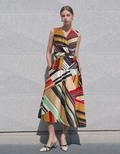 Geometric Stripe Print Midi Skirt