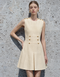 Napoleon-style Button Sleeveless A-line Dress