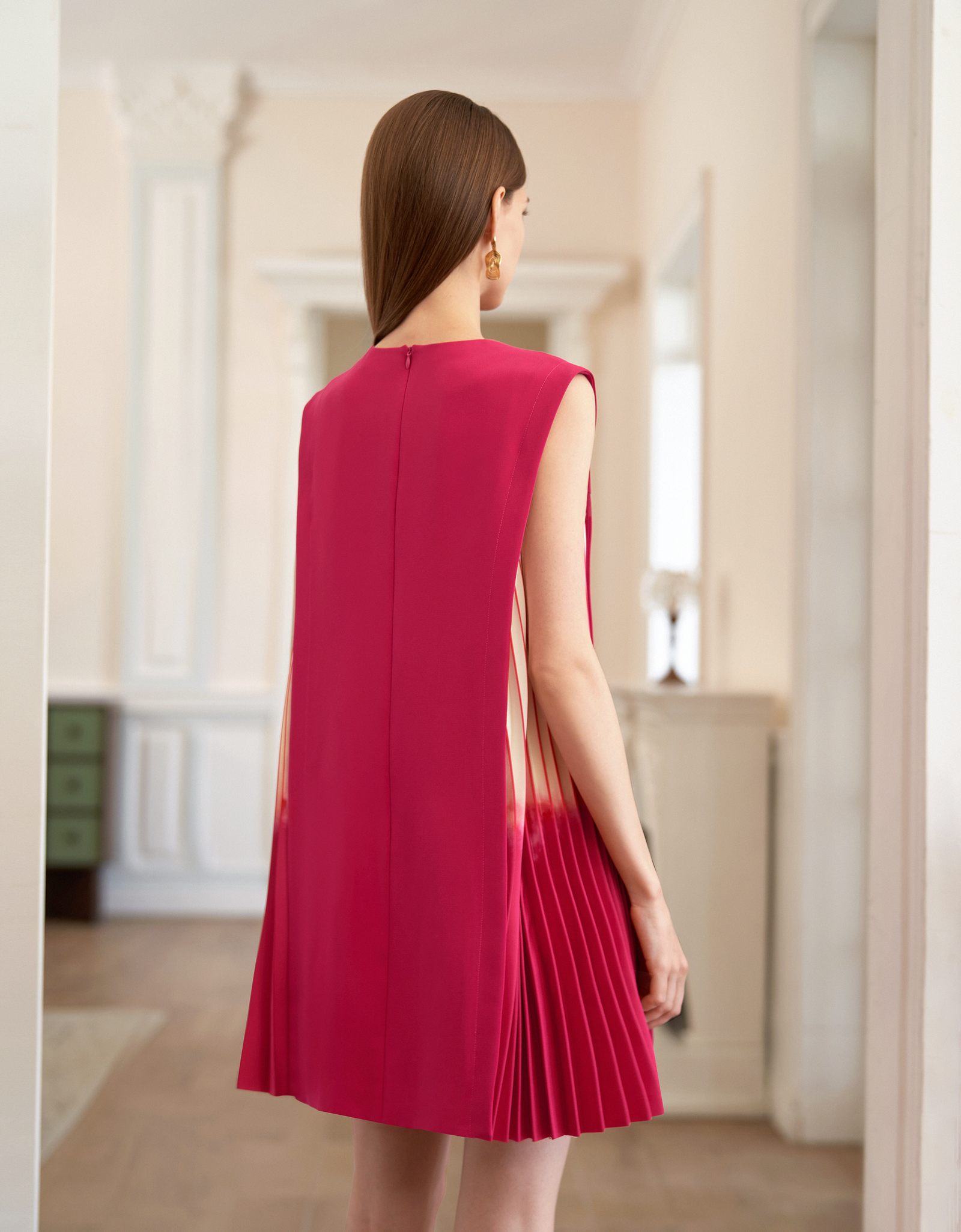 side pleated shift dress Side Printed Pleated Shift Dress SaturdayClub International