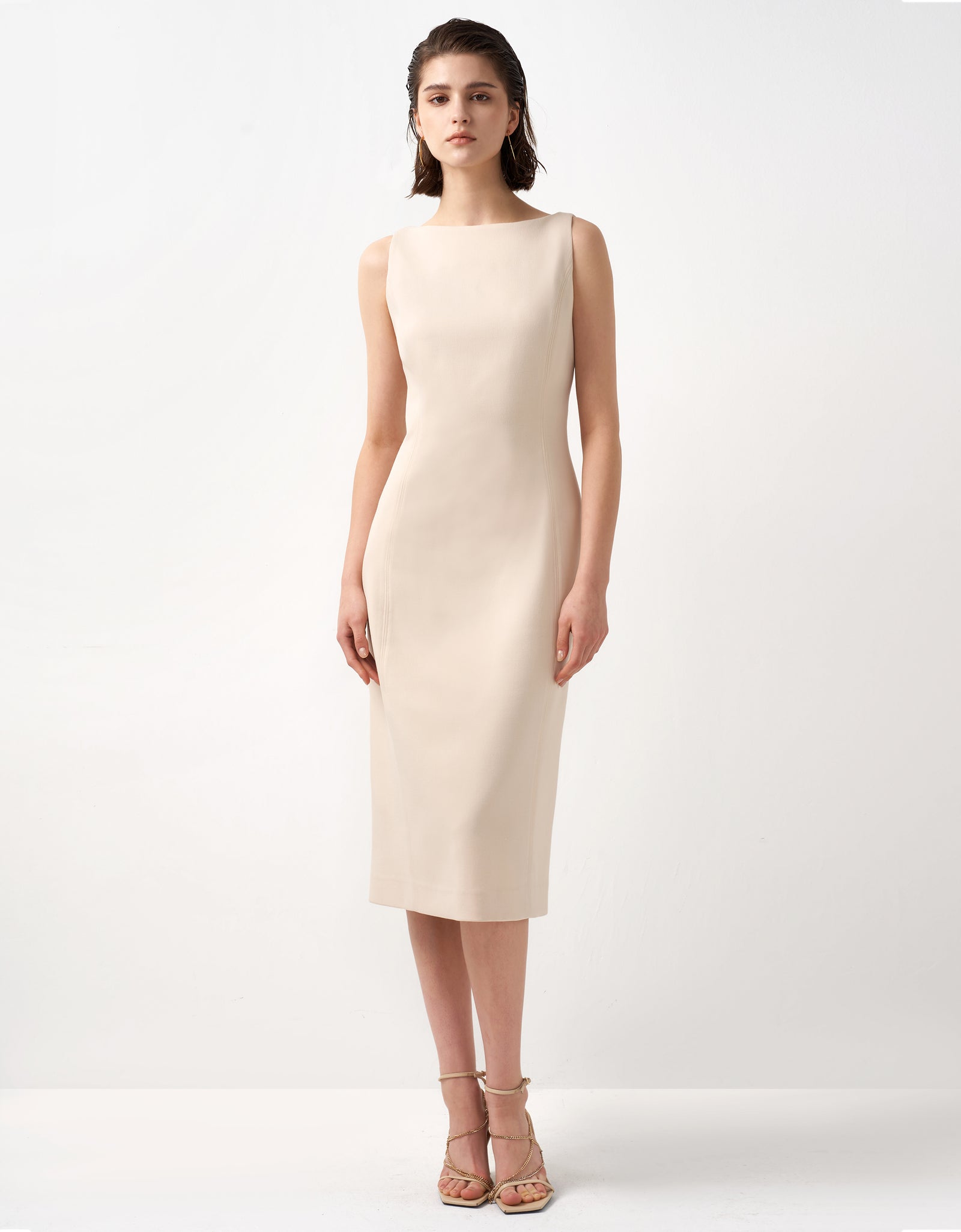 Boat Neck Back Slit Dress – SaturdayClub Singapore