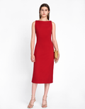 Boat Neck Back Slit Dress