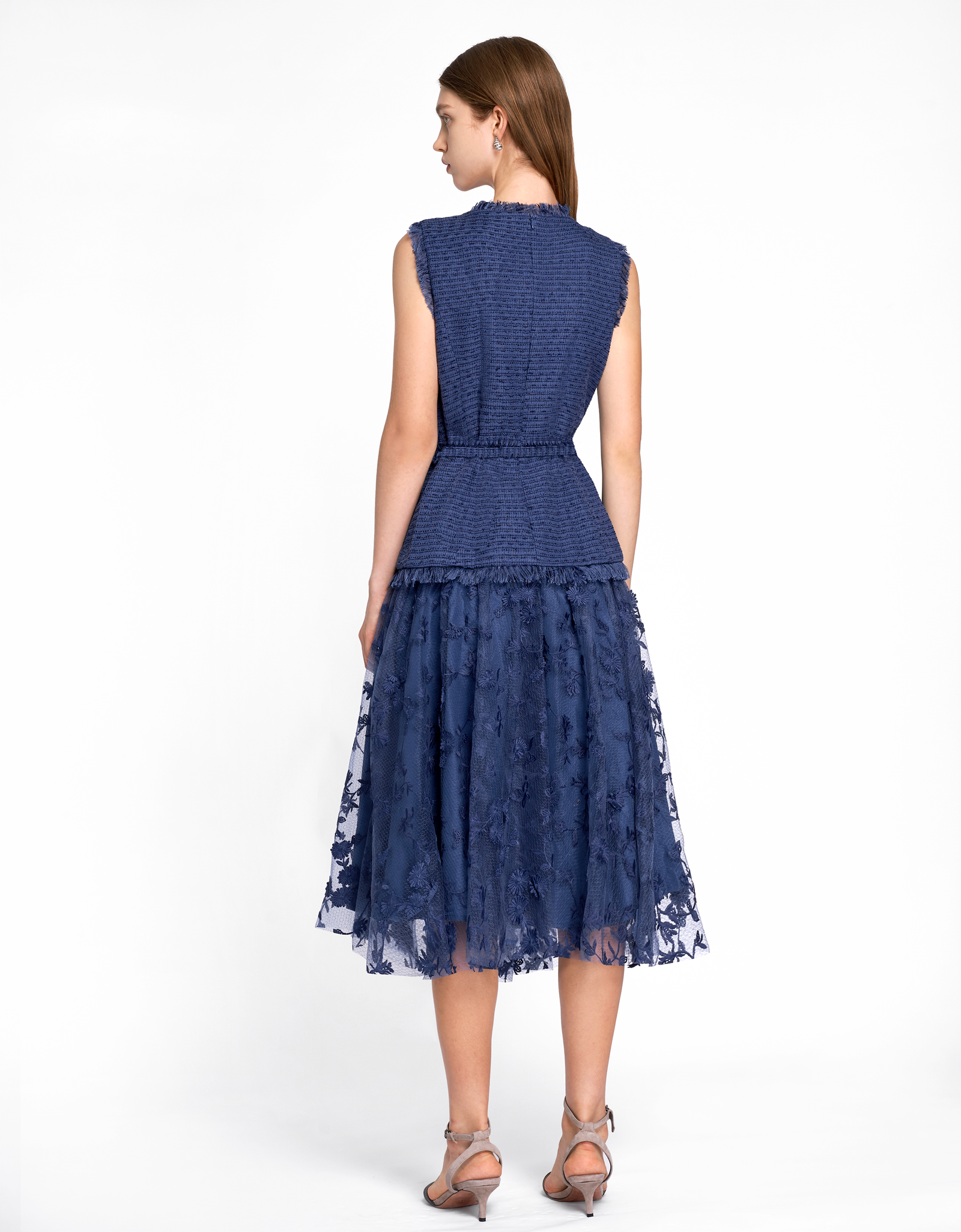 数量限定価格!! Bodice Tweed Semi SaturdayClub – Dress Bottom Pleated Sheer ワンピース