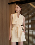 Shawl Collar Belted Waist Dress
