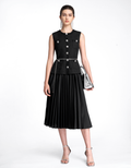 Pleated Skirt Midi Dress