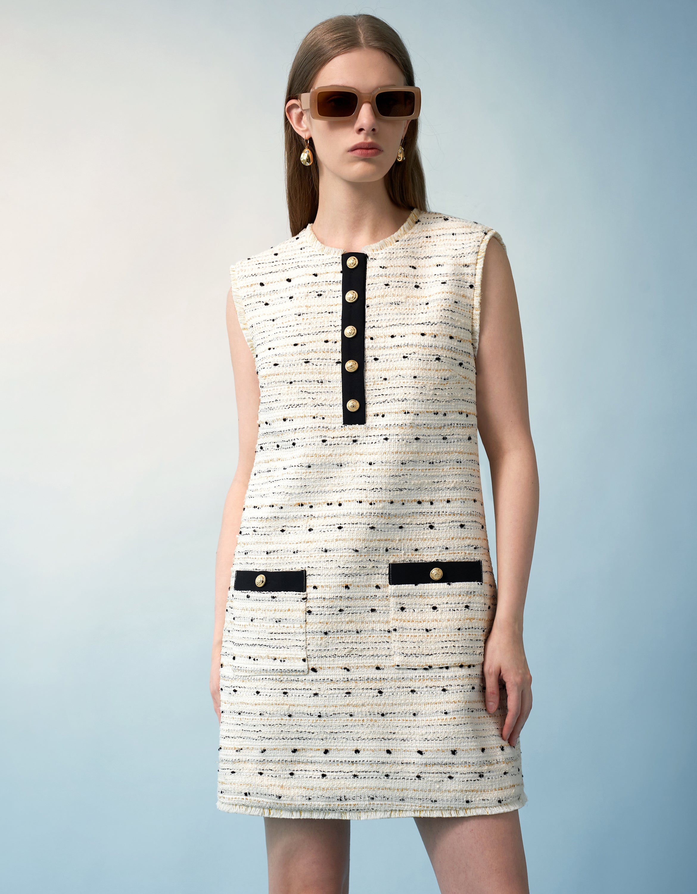 Contrast Detail Tweed Dress – SaturdayClub Singapore