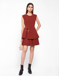Side Slit Contrast Pleated Hem Dress